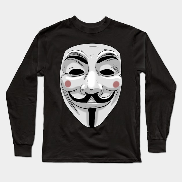 Anonymous Hacker Mask Long Sleeve T-Shirt by Black Snow Comics